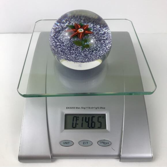 Paul Ysart Aventurine Flower Lampwork Purple Jasper Ground Paperweight Signed PY - Picture 12 of 16